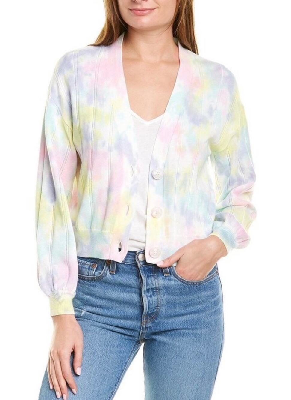 27 Miles Malibu Keaton Rainbow Dye Cardigan Sweater Small Cotton